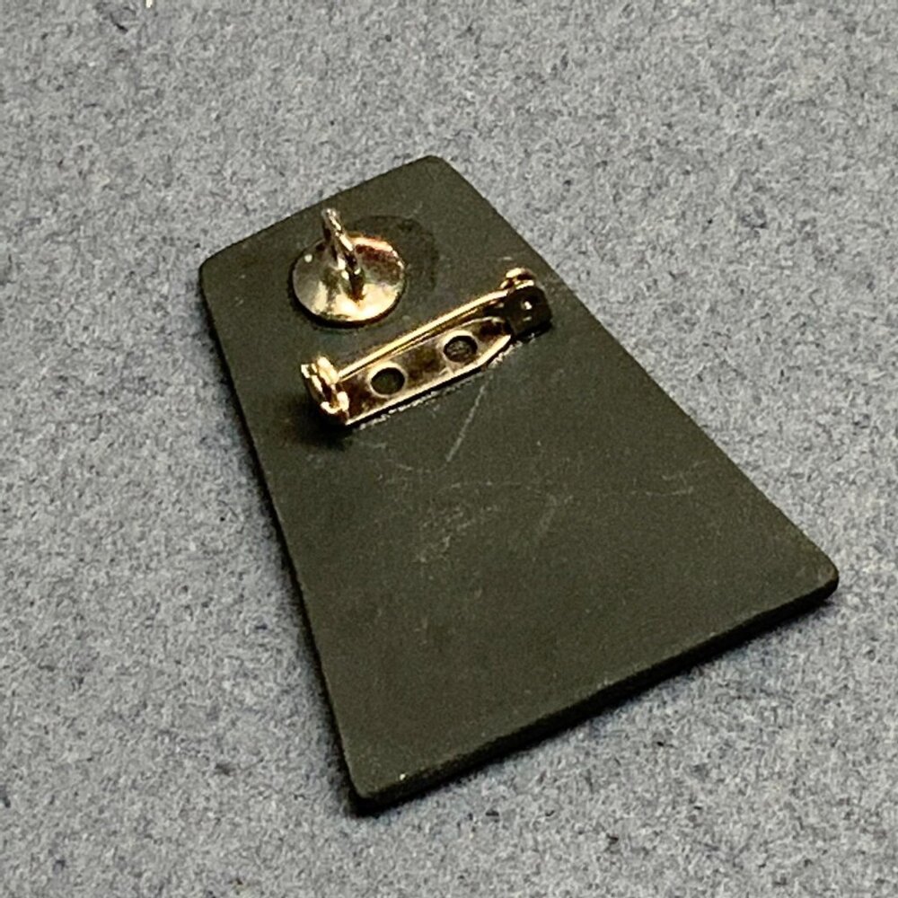 Abstract Trapezoid Pin Pendant Brooch 2.25 In Blue Black Clay Unisex Retro BoHo - Picture 2 of 6